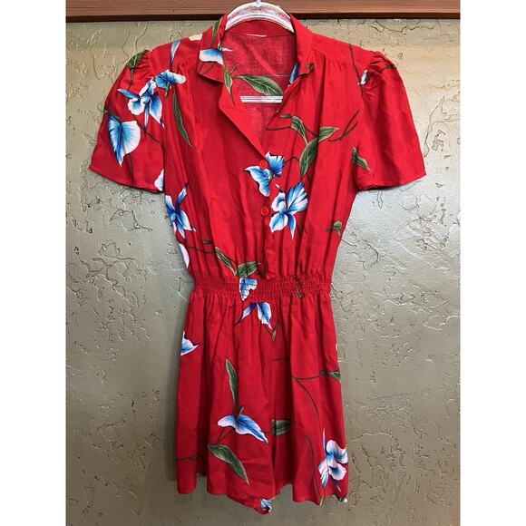 Vintage 80s/90s Hawaiian Women’s Romper One Piece Floral Button down Size XS - Picture 1 of 7